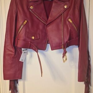 Moschino Women's Deep Red Leather Jacket